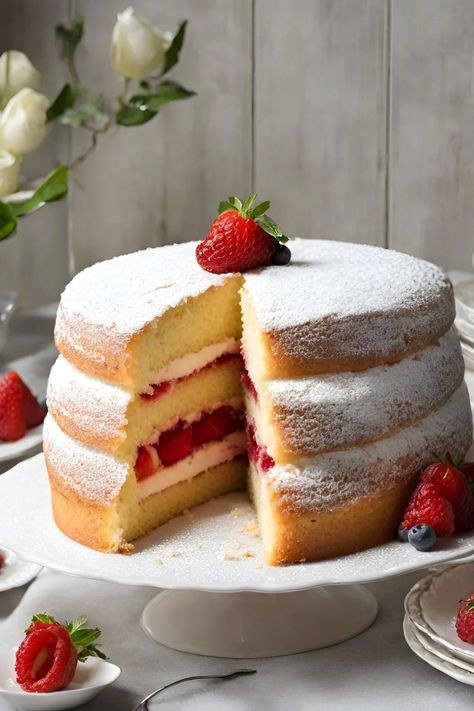 Victoria Sponge Cake Recipe - Perfect Afternoon Tea Cake Victoria Sponge Birthday Cake, Victoria Sponge Wedding Cake, Victoria Sponge Cake Recipe, Victoria Cake, Afternoon Tea Cake, High Tea Wedding, Afternoon Tea Cakes, Decorate A Cake, Gluten Free Cake Recipe