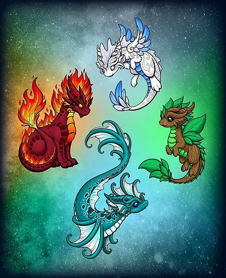 Millions of unique designs by independent artists. Find your thing. Cool Dragon Drawings, Dragons And Beasties, Easy Dragon Drawings, Elemental Dragons, Cute Dragon Drawing, Dragon Tattoos, Dragon Sketch, Four Elements, Cute Fantasy Creatures