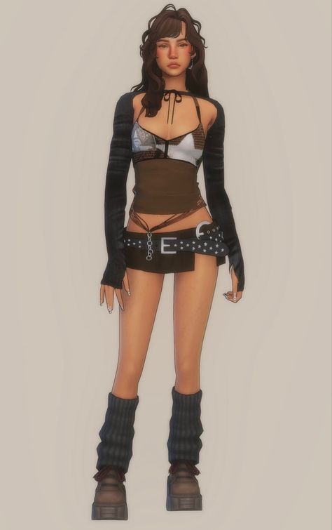 Sims 4 Female Y2k Clothes, Sims 4 Cc Skirt Over Pants, Rockstar Gf Sims 4, Sims 4 Grunge Outfit, Sims 4 Cc Clothes Rockstar, Sims 4 Cc Deftones, Sims 4 Cc Rocker Clothes, Sims 4 Cc Downtown Clothes, Sims 4 Cc Clothes Indie