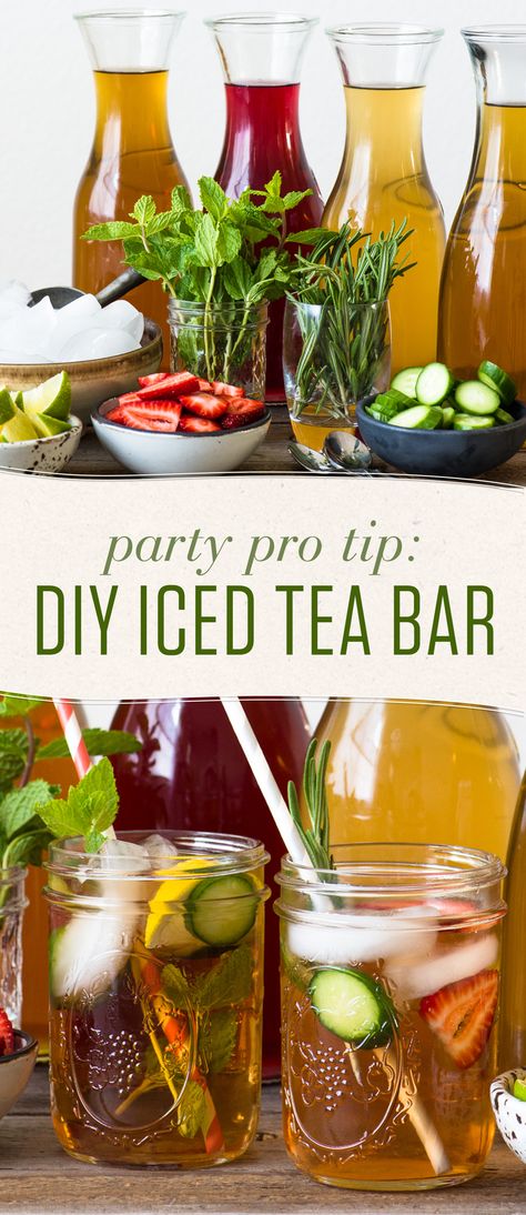 Ice Tea Party Ideas, Tea Bar For Party, Tea Bar Ideas Party, Wildflower Tea Party, Tea Party Bar, Tea Bar Party, Tea Party Drinks, Tea Bar Ideas, Iced Tea Bar