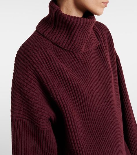 Wool, cashmere, and silk turtleneck sweater in red - Joseph | Mytheresa Silk Turtleneck, Joseph Clothing, Red Turtleneck Sweater, Red Turtleneck, Ladies Turtleneck Sweaters, Knitwear Fashion, Wool Turtleneck, Sweater Material, Beige Sweater