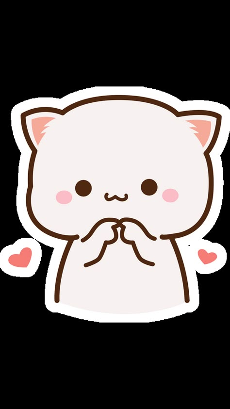 Our cute white Mochi Mochi Peach Cat was embarrassed because you noticed this adorable sticker. Mochi Mochi Peach Cat is very glad that she finally met you!. Mochi Peach Cat, Peach Cat, White Cat, Mochi, Pink, White