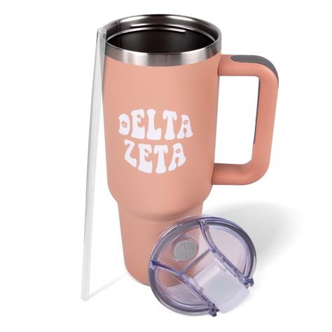 PRICES MAY VARY. EXPRESS YOUR SORORITY SPIRIT IN STYLE - Stay hydrated in style with our 40oz personalized tumbler, featuring an Delta Zeta licensed design. Show your sorority pride and celebrate your friendship while enjoying your favorite beverages! CUTE GIFT IDEA - Looking for a fun and meaningful gift for your sisters? Our best friend tumbler is the perfect choice! Celebrate the bond of friendship with this Delta Zeta licensed design. It's a great way to show appreciation to your best friend Tumblers For Women, Delta Zeta Gifts, Tumbler Handle, Engraved Tumbler, Sorority Girl, Gifts For Your Sister, Delta Zeta, Phi Mu, Tumbler With Handle