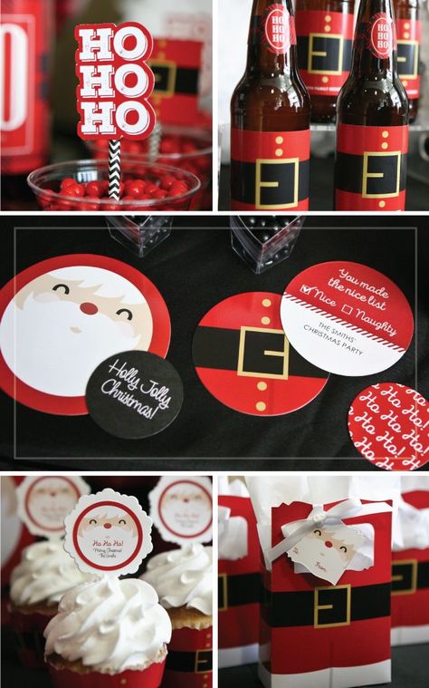 Santa Claus Table Decorations, Christmas Themed Decorations, Santa Themed Party, Christmas Dinner Decor Ideas, Christmas Dinner Decor, Dinner Decor Ideas, Santa Christmas Party, Santa Pics, Fun Christmas Party Ideas