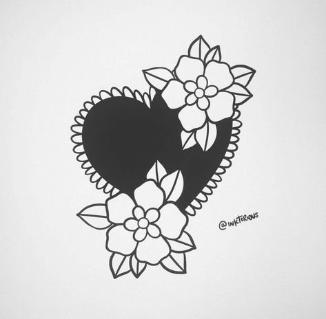 Coverup Heart Tattoo, Blacked Out Heart Tattoo, Traditional Heart Tattoo Design, Heart Cover Up Tattoo, Traditional Tattoo Cover Up, Black Heart Tattoo, Traditional Heart Tattoos, Feminine Shoulder Tattoos, Flower Tattoo Stencils