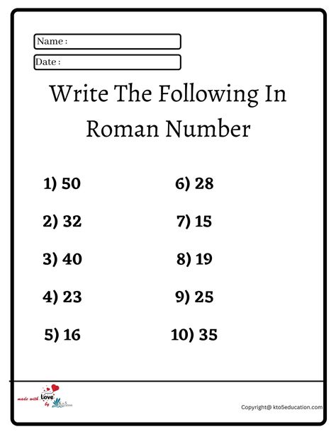 Write The Following In Roman Number Worksheet 2 | FREE Download Check more at https://kto5education.com/write-the-following-in-roman-number-worksheet-2/ Roman Number Worksheet, Number Worksheet, Roman Numbers, Work Sheet, Math Work, Number Worksheets, Math Worksheet, Math Worksheets, Free Download