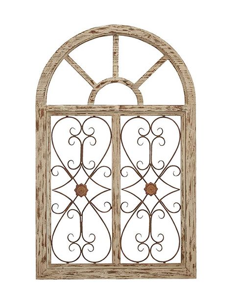 Gate Wall Decor, Tree Wall Art Diy, Garden Wall Plaque, Window Wall Decor, Faux Window, Wood Arch, Wooden Wall Panels, Metal Tree Wall Art, Tuscan Decorating