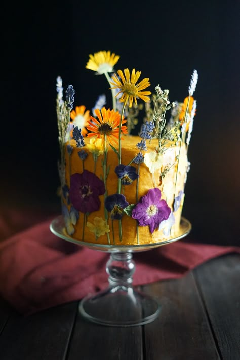 Wildflower Poppyseed Cake — The Wondersmith Dessert Styling, Wildflower Cake, Bakery Party, Orange Frosting, Red Velvet Cake Mix, Fluffy Cake, Poppy Seed Cake, Artificial Food, Cake Photography