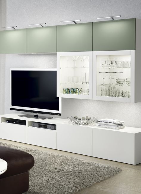 The BESTÅ storage system is a neat & stylish way to organize all your living room essentials - from TV to movies to music and more! Tv Stand Modern Design, Ikea Tv, Ikea Wall, Tv Stand Designs, Ikea Living Room, Decor Ikea, Ikea Besta, Living Room Essentials, Living Room Entertainment