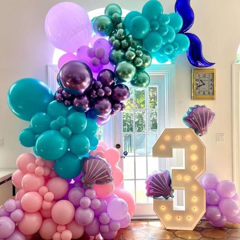 PRICES MAY VARY. 【Mermaid Balloon Garland Arch Kit】Macaron Purple Balloon(18In 1PCS + 10In 20PCS + 5In 10PCS); Pink Balloon(18In 1PCS + 10In 25PCS + 5In 10PCS); Lake Blue Balloon(18In 1PCS + 10In 25PCS + 5In 10PCS);Metallic Purple Balloon(18In 1PCS+10In 20PCS + 5In 5PCS); Metallic Green Balloon(10In 15PCS+5In 10PCS); Purple Mermaid Sheel-3PCS;18In Mermaid Tail Foil Balloon 2PCS; Accessories(Dot Glue 1PCS + Balloon Strip 1PCS). 【Non-toxic and safe】Our mermaid balloon arch kit, non-toxic and very Mermaid Balloon Arch, Birthday Balloon Arch, Under The Sea Party Decorations, Sea Party Decorations, Birthday Under The Sea, Princess Birthday Decorations, Ariel Birthday Party, Shell Mermaid, Mermaid Balloons