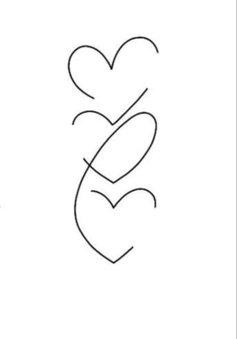 Pisces Heart Tattoo, Multiple Heart Tattoos, Three Hearts Tattoo, 3 Hearts Tattoo, Three Hearts, Tattoo Design Book, Tattoo Outline, Design Book, Matching Tattoos