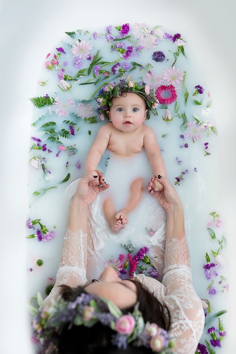 6 tips for milk bath portrait sessions | Professional Photographers of America Milk Bath Shoot Ideas, Mommy And Me Milk Bath Photography, 1 Year Milk Bath Photography, Floral Milk Bath Maternity, Easter Milk Bath Photography, 1st Birthday Milk Bath Pictures, Breastmilk Bath Photography, 6 Month Milk Bath Photoshoot, Flower Milk Bath Maternity Shoot