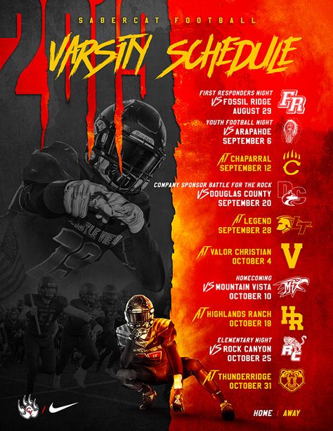 High School Football Program Ad Ideas, Senior Ads For Football Program, Football Program Ad Ideas, American Football Band Poster, College Football Schedule Graphic, Sports Template, Sports Templates, Youth Football, Football Program