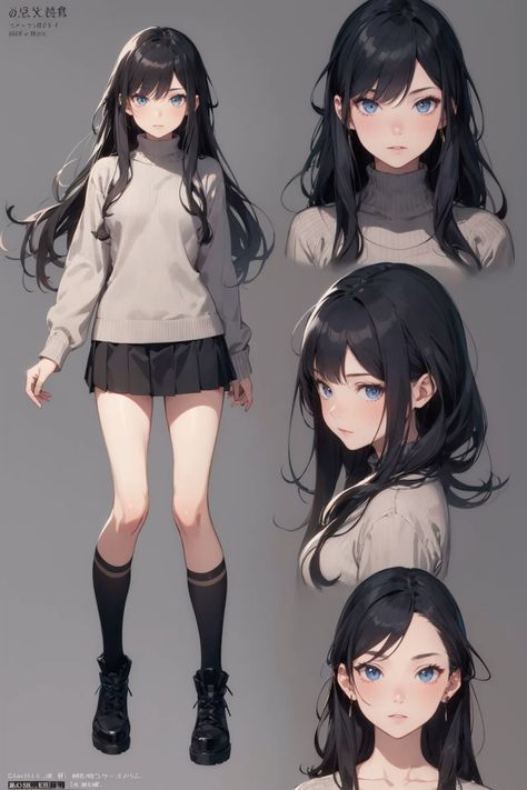 Manga Female Characters, Anime Clothes Female, Anime Female Character Design, Cute Anime Female, Vtuber Design, Girl Reference, Oc Female, Vtuber Model, Anime Model