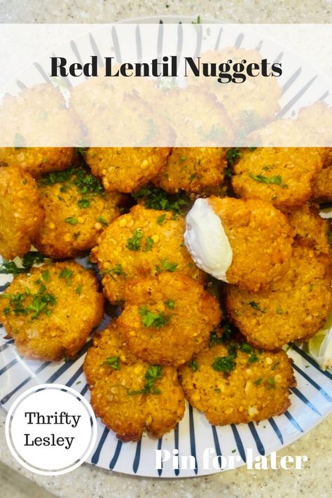 Easy Red Lentil Nuggets / Patties / Fritters - Thrifty Lesley Lentil Nuggets, Red Lentil Fritters, Red Lentil Patties, Lentil Patties, Lentil Ragu, Lentil Fritters, Red Lentils, Chicken Patties, Brown Sauce