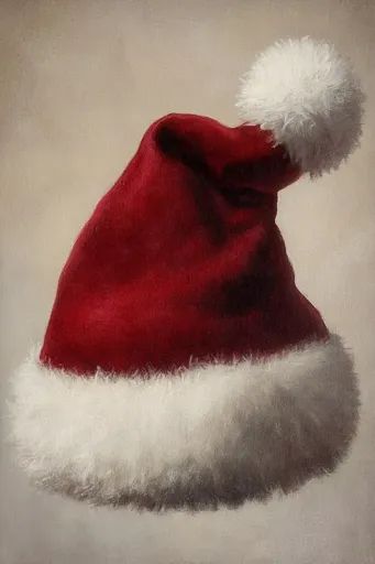 ↑↑↑ Larger size on website 🔸 A red and white Santa hat with a fluffy white pom-pom sits against a light beige background. The hat White Fur, Beige Background, Image Generator, Santa Hat, Fur Trim, Light Beige, Pom Pom, The Holiday, Red And White