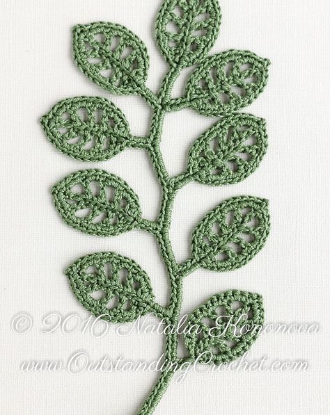 Simple Branch Irish crochet pattern Crochet Thread Size 10, Irish Crochet Motifs, Pattern Leaf, Crochet Leaf Patterns, Irish Crochet Patterns, Dekor Diy, Crochet Leaves, Crochet Gift, Irish Lace Crochet