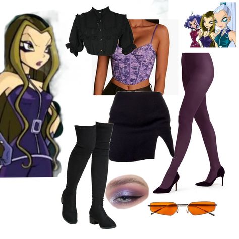 Darcy Trix Costume, Darcy Winx Club Costume, Darcy Winx Club Outfit, Purple Costume Ideas Halloween, Darcy Winx Club, Winx Cosplay, Hot Topic Clothes, Celebrity Halloween Costumes, Fantasy Dress