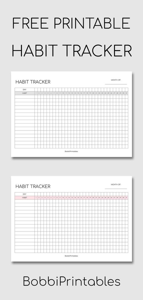 Download this monthly habit tracker printable template for free. This printable is in size A4, but you can easily adjust your print... Free Printable Habit Tracker, Printable Habit Tracker, Habit Tracker Bullet Journal, Habit Tracker Printable, Tracker Free, Tracker Template, Habit Tracking, Habit Trackers, Monthly Planner Printable