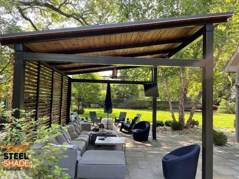 Covered Patio Design, Outdoor Covered Patio, Modern Pergola, Casa Country, Backyard Pavilion, Patio Shade, Backyard Pergola, Pergola With Roof, Modern Patio