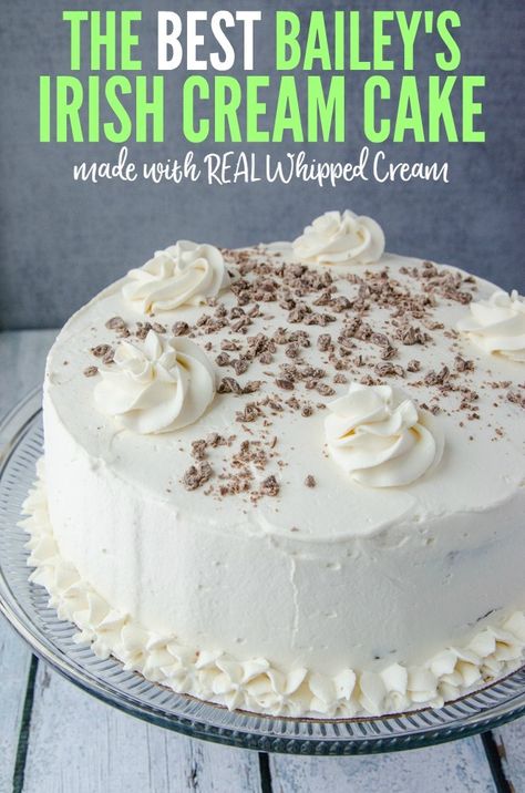 Baileys Irish Cream Cake, Diy Whipped Cream, Real Whipped Cream, Baileys Irish Cream Recipes, Irish Cream Cake, Cream Desserts Recipes, Baileys Cake, Irish Cream Recipe, Irish Desserts