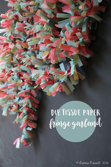 I know that most people are in the process of decorating for winter holidays right now but I just had to share this adorable DIY proj... Tissue Paper Fringe Garland, Decorating For Winter, Tissue Paper Fringe, Baby Shower Banner Girl, Paper Fringe, Fringe Garland, Tissue Garland, Tissue Paper Decorations, Tissue Paper Garlands