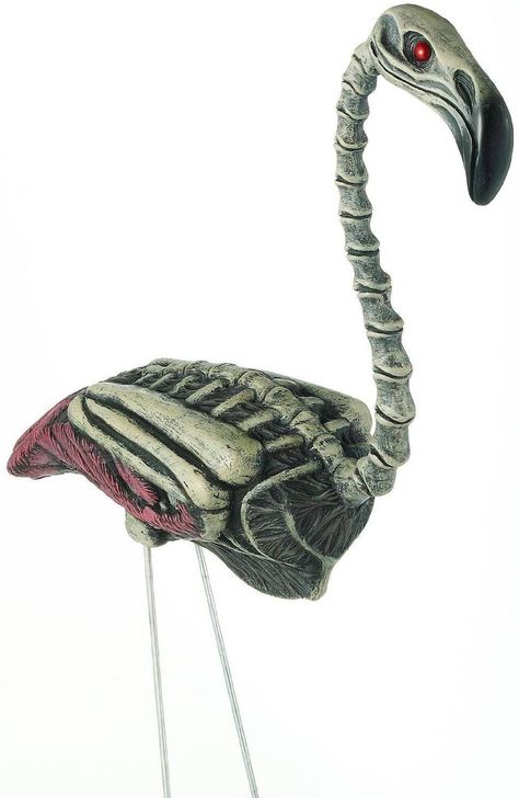 Zombie Flamingos are just the perfect accessory for the home that has everything! Zombie Flamingo (via Geekologie) Zombie Flamingo, Voodoo Party, Ostrich Art, Flamingo Party Supplies, Flamingo Ornament, Zombie Costume, Lawn Ornament, Gaming Tattoo, Halloween This Year