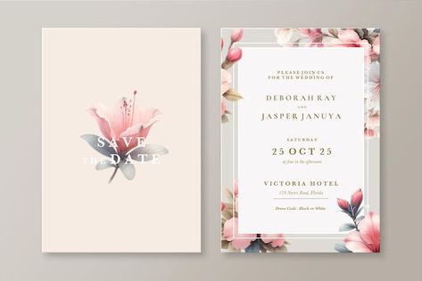 PSD wedding invitation template with pin... | Premium Psd #Freepik #psd Wedding Social Media Post, Wedding Social Media, Wedding Social, Social Media Post Design, Pink Azaleas, Post Design, Media Post, Wedding Invitation Templates, Social Media Post