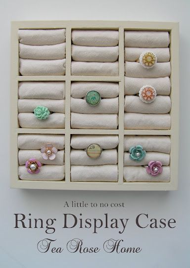 ring display from a dollar store find! Ring Display Case, Jewellery Storage Display, Jewelry Storage Diy, Jewerly Displays, Diy Ring, Diy Display, Diy Jewelry Display, Ring Display, Ring Storage