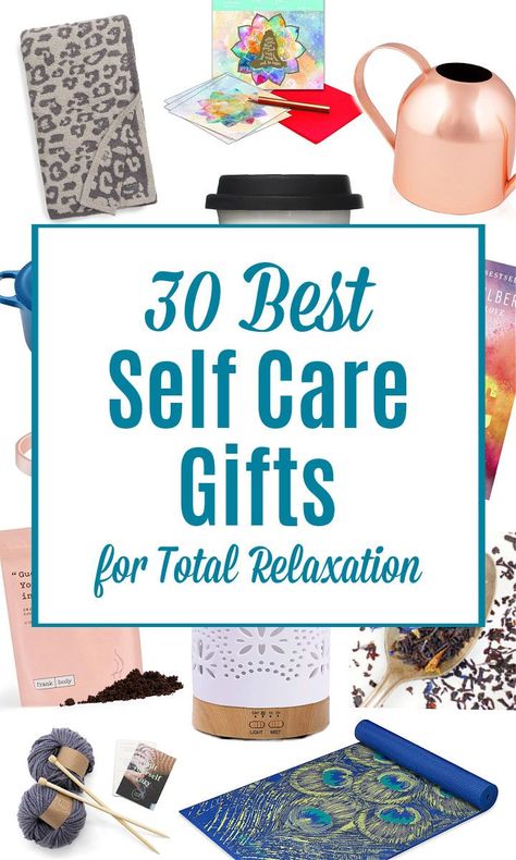 Looking for a unique gift idea? Check out this roundup of the Best Self Care Gifts! These Self Care Gift Ideas are ideal for anyone who needs a little more relaxation, wellness, or stress relief: best friends, family, moms and dads, girlfriends, boyfriends, teens ... or treat yourself to these fun Wellness Gifts. Package a few together to create a Self Care Gift Basket, Get Well Box, or Care Package! Thoughtful present for Christmas, Mother’s Day, birthdays, showers, more! | Hello Little Home Self Gift, Mom Friend Gift Ideas, Self Care Package Ideas, Pamper Gift Ideas, Self Care Gifts For Friends, Self Care Things To Buy, Self Care Care Package, Relaxing Gift Ideas, Spa Day Gift Basket Ideas