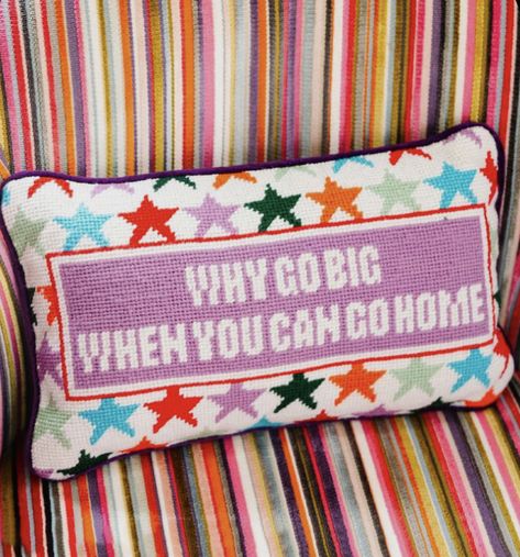 Bedding And Pillows, Furbish Studio, College House, Needlepoint Pillow, Hand Stitch, Spark Joy, Needlepoint Pillows, Never Underestimate, House Room