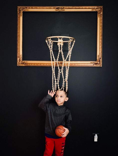 Gold Basketball Hoop, Custom Basketball Hoop, Basketball Art Installation, Basketball Hoop Decor, Diy Basketball Hoop, Basketball Decoration, Basketball Wall Decor, Paintings Diy, Diy Basketball