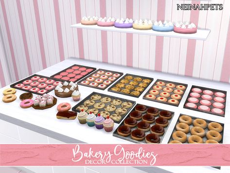 Bakery Goodies, Lotes The Sims 4, Los Sims 4 Mods, Ts4 Mods, Sims 4 Kitchen, Cherry Cookies, Cc Furniture, Sims 4 Clutter, Bakery Decor