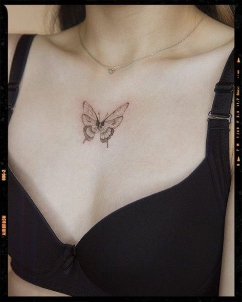 Butterfly Middle Chest Tattoo, Chest Tattoo Small Female, Butterfly Tattoo On Chest For Women, Butterfly Tattoo Chest Woman, Butterfly On Chest Tattoo, Butterfly Tattoo Between Breast, Chest Butterfly Tattoo, Fairy Butterfly Tattoo, Butterfly Tattoo On Chest