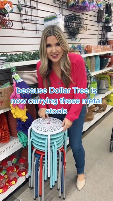 Dollar Tree Toys, Liz Fenwick Diy, Liz Fenwick, Metal Stools, Dollar Tree Finds, Metal Stool, Viral Reels, Dollar Tree Crafts, Dollar Tree