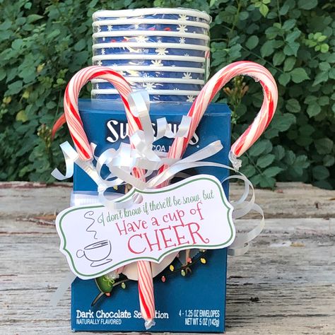 Dairy Free Christmas Recipes, Cheer Printables, Have A Cup Of Cheer, Cup Of Cheer, Hot Cocoa Gift, Cocoa Gift, Neighbor Christmas Gifts, Homemade Christmas Decorations, Easy Christmas Decorations