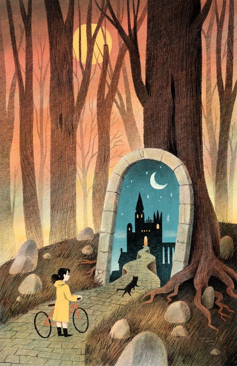 Magic Mirror Illustration, Portal Drawing Magic, Magic Portal Illustration, Portals Illustration, Cozy Illustration Art, Portal Illustration, Portal Drawing, Illustration Castle, Portal Painting