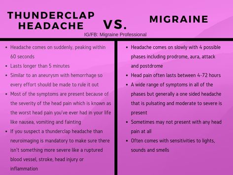 Thunder clap headaches vs migraines infographic Natural Migraine Relief, Sinus Congestion Relief, Throbbing Headache, Bad Headache, Migraine Attack, Headache Prevention, Natural Headache Remedies, Head Pain, Chronic Migraines