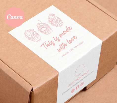 Create cupcake box labels with Canva's customizable templates. Choose from a variety of designs, add your logo and text, and download your finished product. . #Cake_Box_Sticker_Design #Bakery_Label_Design #Order_Packaging #Box_Sticker Cake Box Sticker Design, Bakery Label Design, Cupcake Boxes Packaging, Bakery Boxes Packaging, Cupcake Packaging, Order Packaging, Box Sticker, Bakery Packaging, Cake Packaging