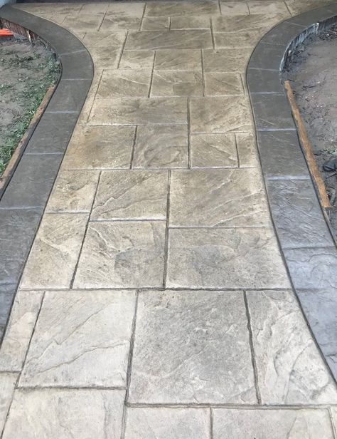 Stamped Concrete Slate Look, Ashler Slate Stamped Concrete Patio, Stamped Concrete Front Porch And Walkway, Solomon Colors Stamped Concrete, Ashlar Slate Stamped Concrete, Stamped Concrete Sidewalk, Slate Stamped Concrete, Stamped Concrete Patio Ideas, Pool Deck Design