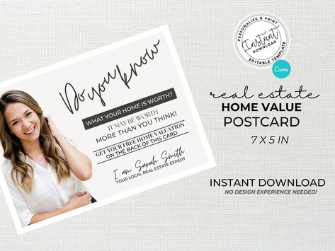 Excited to share the latest addition to my #etsy shop: Real Estate Marketing, Real Estate Postcard, Canva Template, Home Value Postcard, Mailer, Flyer, Home Seller, Realtor Postcard, Neighbor https://etsy.me/42weGup #gray #beige #realestatetemplate #realtormarketing #c Realtor Ideas, Postcard Mailer, Realtor Postcards, Photo Checklist, Realtor Social Media, Marketing Real Estate, Real Estate Postcards, Inspection Checklist, Realtor Branding