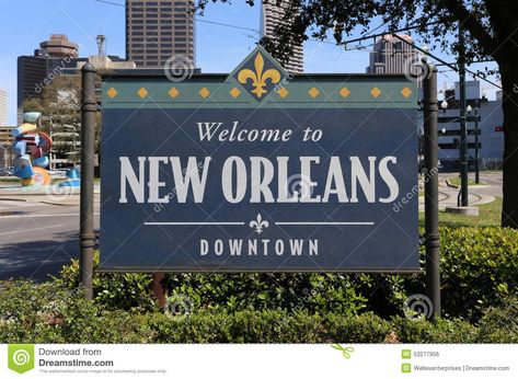 Welcome To New Orleans - Download From Over 46 Million High Quality Stock… Vintage Typography Design, Downtown New Orleans, New Orleans City, City Sign, Travel Wishlist, Bourbon Street, Mississippi River, Travel Aesthetic, Girls Trip