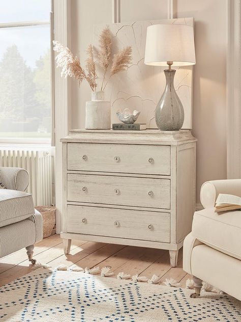 Interior Updates, Pretty Bedrooms, Grey Chest Of Drawers, French Furniture Bedroom, Tall Drawers, Tall Chest Of Drawers, Oak Chest Of Drawers, Three Drawer Chest, Drawer Filing Cabinet