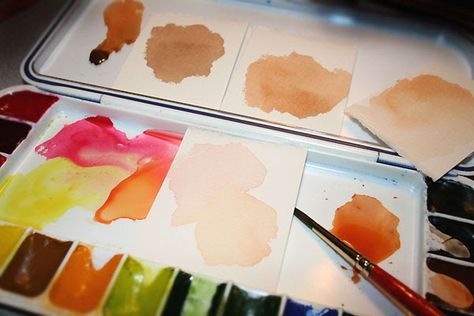 Mixing Beautiful Flesh Tones It is easy to mix beautiful flesh tones with watercolor paint. The luminosity and transparency of the paint ad... Watercolor Skin Tones, Flesh Tones, Watercolor Face, Art Demo, Watercolor Workshop, Watercolor Cake, Art Tutorials Watercolor, Watercolor Tips, Watercolor Lessons