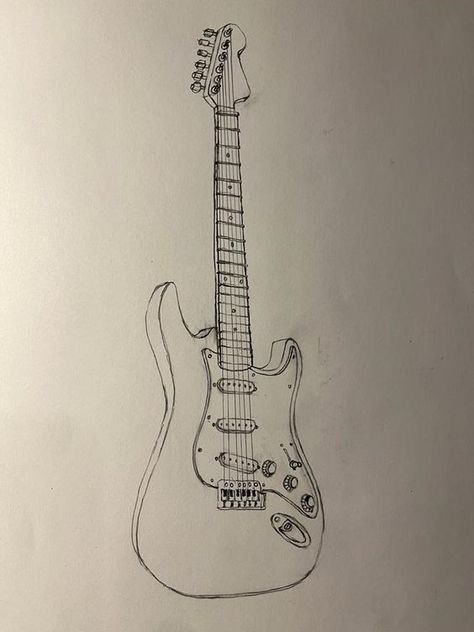 guitars Electric Guitar Sketch Pencil, Guitar Pen Drawing, Electronic Guitar Drawing, Eletric Gutair Drawings, Electric Guitar Tattoos, Guitar Sketch Aesthetic, Drawings Of Guitars, Electric Guitar Drawing Sketches, How To Draw Guitar