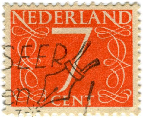 Netherlands postage stamp: Jan van Krimpen Numeral 7 c. 1940s/1950s Pretty Stamps, Music Packaging, Vintage Mail, Journal Embellishments, Lucky 7, Vintage Postage Stamps, Vintage Postage, Number 7, Post Stamp