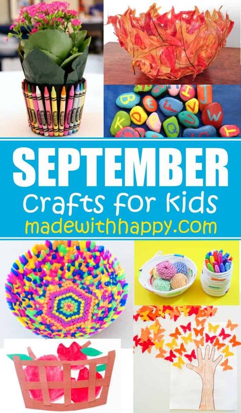 These September crafts for kids are jammed pack with quick and easy craft ideas for kids of all ages. Easy Fall crafts, activities for kids, free printables, art projects for kids and more. September Crafts For Kids, Art Ideas For Kids, September Art, September Crafts, November Crafts, Kids Fall Crafts, October Crafts, Quick And Easy Crafts, Easy Fall Crafts