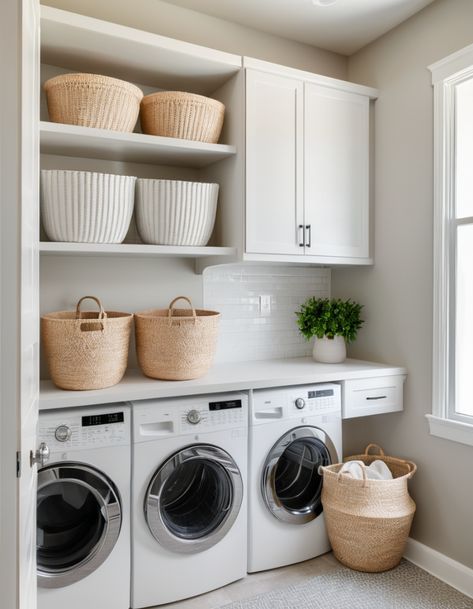 46 Small Laundry Room Makeover Ideas To Maximize Space And Style Small Laundry Room Design, Laundry Room Makeover Ideas, Small Laundry Room Makeover, Tiny Laundry Rooms, Room Makeover Ideas, Creative Storage Solutions, Small Laundry Room, Small Laundry, Creative Storage