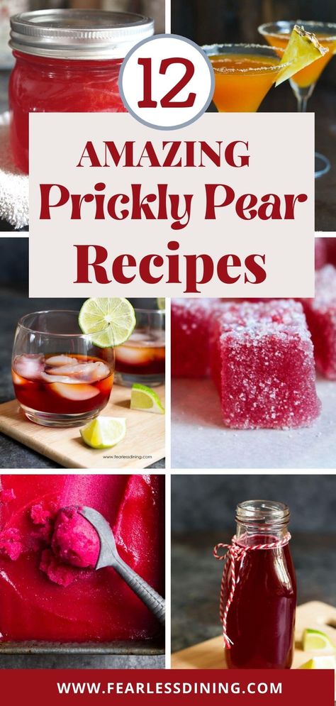 If you haven't tried prickly pear, you need to! You can make so many delicious things with a cactus pear. From candy to sorbet to jam and cocktails. There is a new recipe for everyone. Here are the 12 best prickly pear recipes to try. fearlessdining Prickly Pear Bbq Sauce, Prickly Pear Sorbet Recipe, Prickly Pear Cactus Jam, Prickly Pear Cactus Pad Recipes, What To Do With Prickly Pears, Prickly Pear Juice Recipe, Prickly Pear Harvesting, Cactus Apple Jelly, Prickly Pear Recipes Jelly