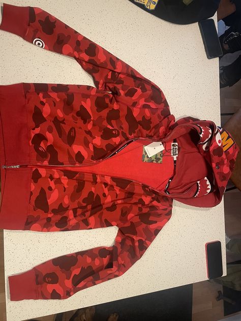 Bape Bape red camo double hooded shark hoodie | Grailed Trap Art, Bape Hoodie, Shark Hoodie, Bape Men, Red Camo, Men's Tops, Bad Girl, Christmas List, Camo